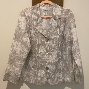 Chico's Women's Light Gray Patterned Blazer